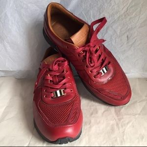 BALLLY MEN’S RED LEATHER SNEAKERS SZ-7/40